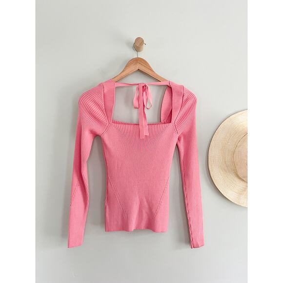 Anna October | Square Neck Sweater with Back Tie | Pink | Sz M - Picture 7 of 9